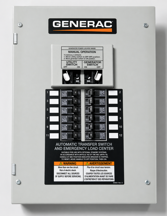 Generac 50 Amp Automatic Transfer Switch Load Center (10–16 Circuit) – Generator Backup Panel – New Open Box